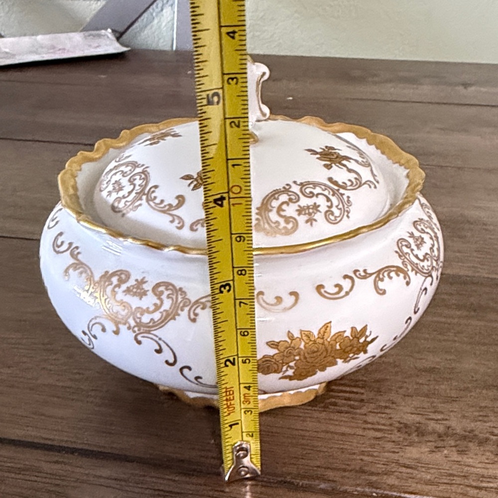 EReichenbach Fine China Covered Candy Dish Gold Floral Germany 5” - Picture 10 of 12
